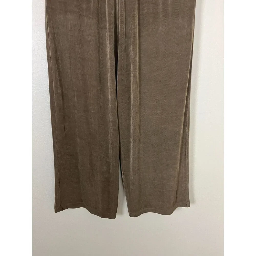 FLAX Women Size M Slinky Wide Leg Ankle Cropped Pull On Pants Casaul Minimalist